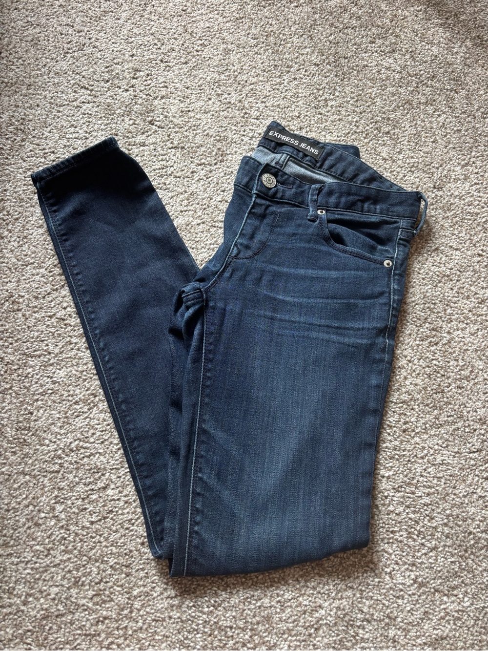 Express Women's Indigo Skinny Low Rise Jeans
